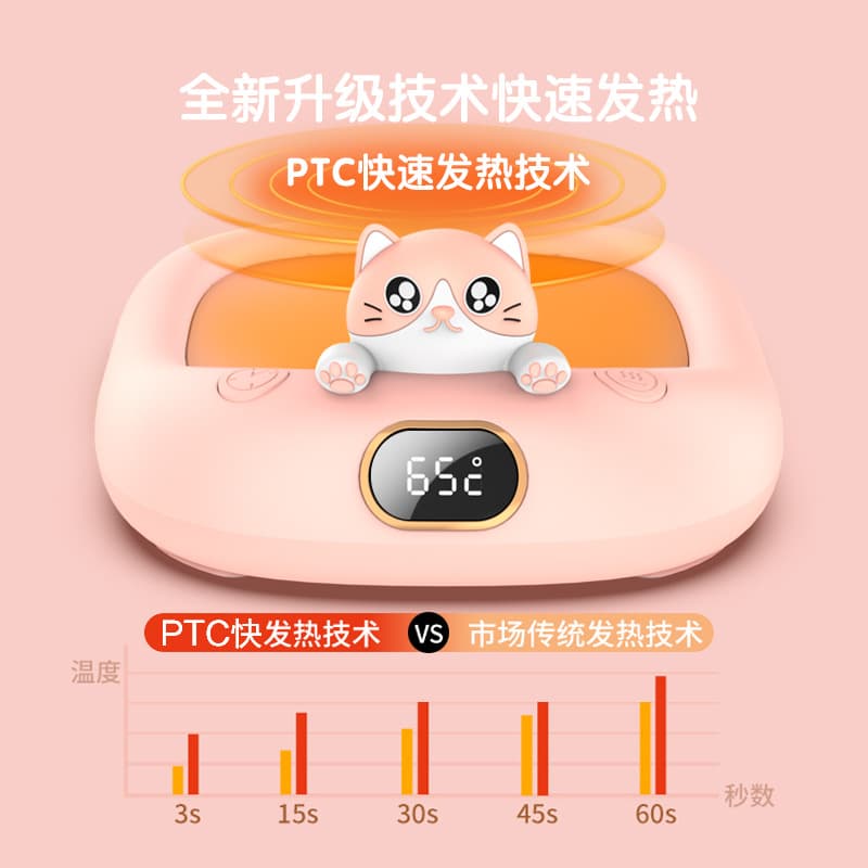 Constant Temperature Heating Coaster 55 Degrees Three-Level Digital Display Office Home Automatic Insulation Base Warm Adjustable Temperature Intelligent Digital Display