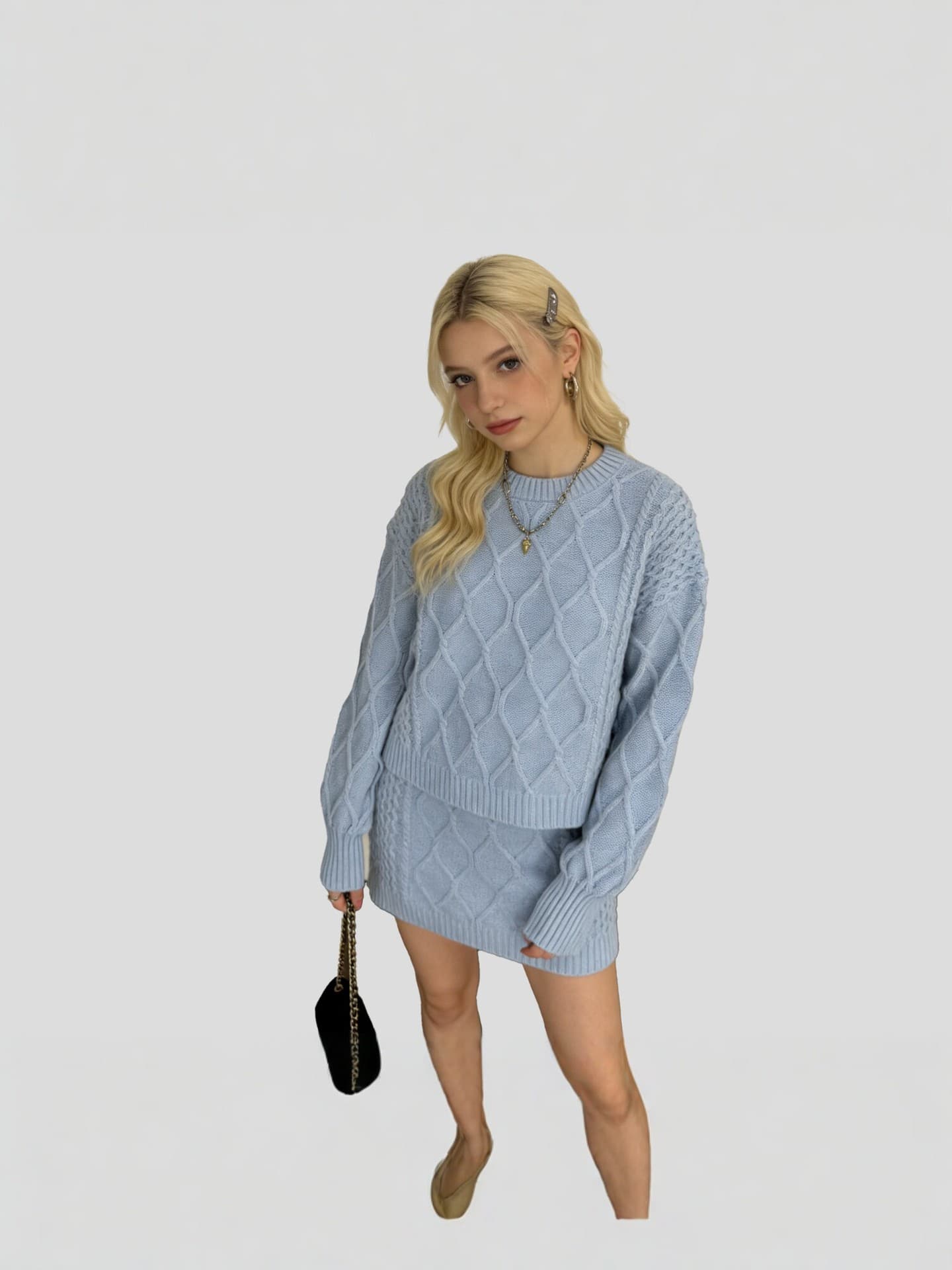 Cable Knit Sweater Women's Loose Long Sleeve Fall Winter 2024