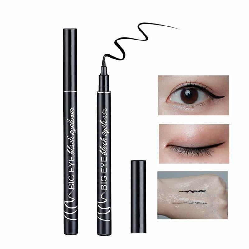 Cool Black Eyeliner Waterproof Long-Lasting Makeup Liquid Eyeliner Pen Not Easy to Remove Makeup Beginner Novice Slim Eyeliner Makeup Wholesale