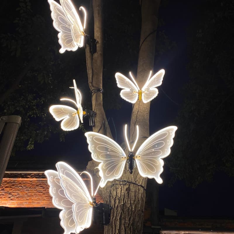 LED Butterfly Light Outdoor Waterproof Engineering Lighting Decorative Hanging Tree Light Glowing Dynamic Butterfly Landscape Light