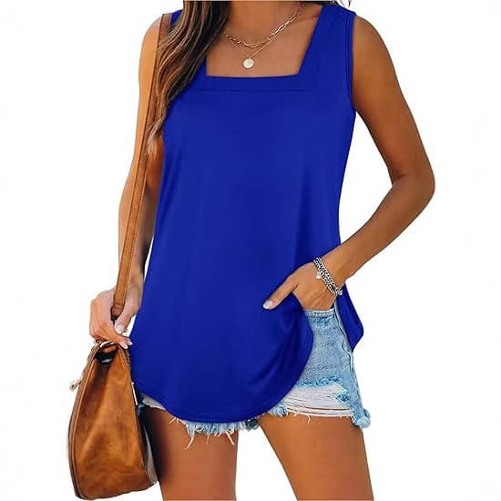 In Stock Women's Vest Summer Clothing 2025 Square Neck Casual Shirt Blouse