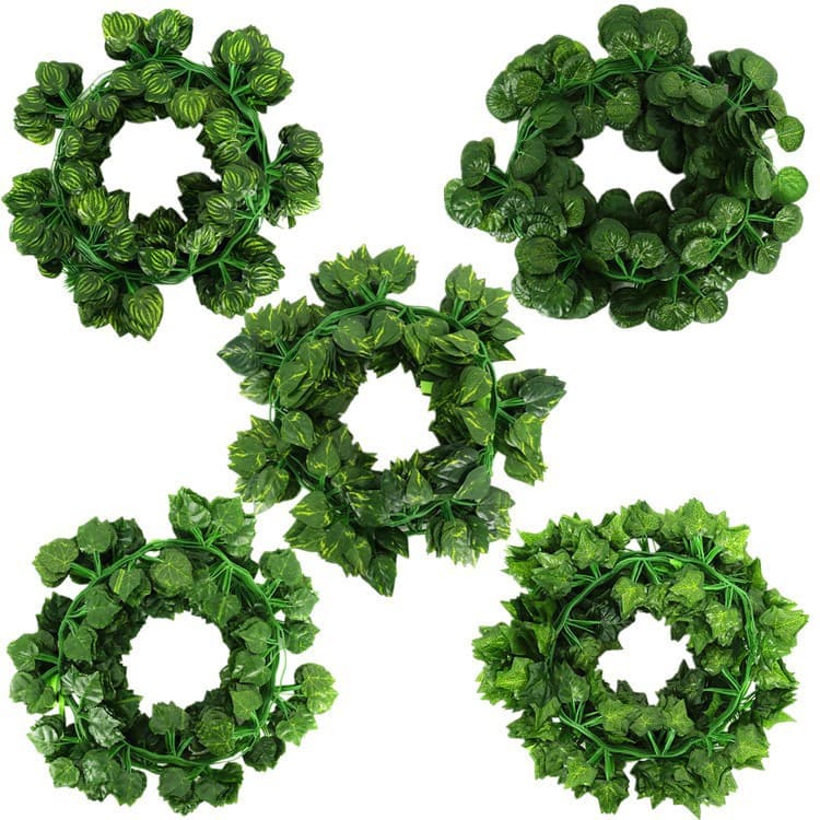 Artificial Flower Vine Indoor Decoration Leaves Simulation Grape Leaves Pothos Leaves Ivy Leaves Ceiling Hanging Twisted Vine
