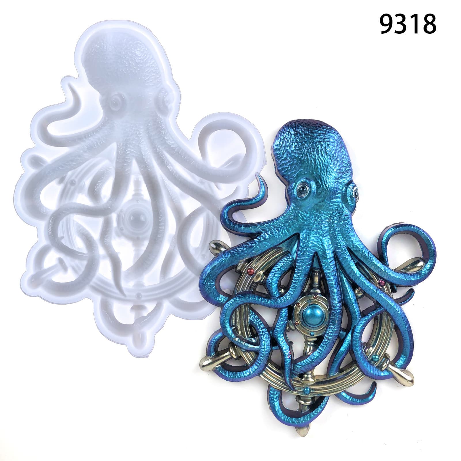 Big octopus pendant silicone mold marine resin crafts ornaments semi-three-dimensional octopus anchor glue mold