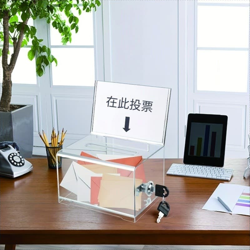 Transparent Meeting Suggestion Box Transparent Large Capacity Business Card Box for Exhibitions Lockable Plastic Election Collection Ballot Box