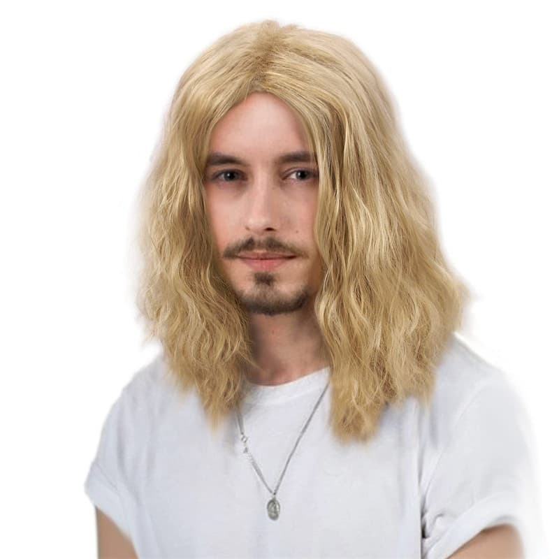 Men's Shoulder-Length Long Curl Wig Stylish Cornrows Synthetic Full-Head Cover Fashionable European And American Style Heat-Resistant Silk