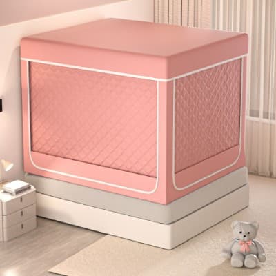 2025 New Warm Anti-fall Mosquito Net, Winter Zippered Flannel Cotton Bed Curtain, Strong Blackout Canopy
