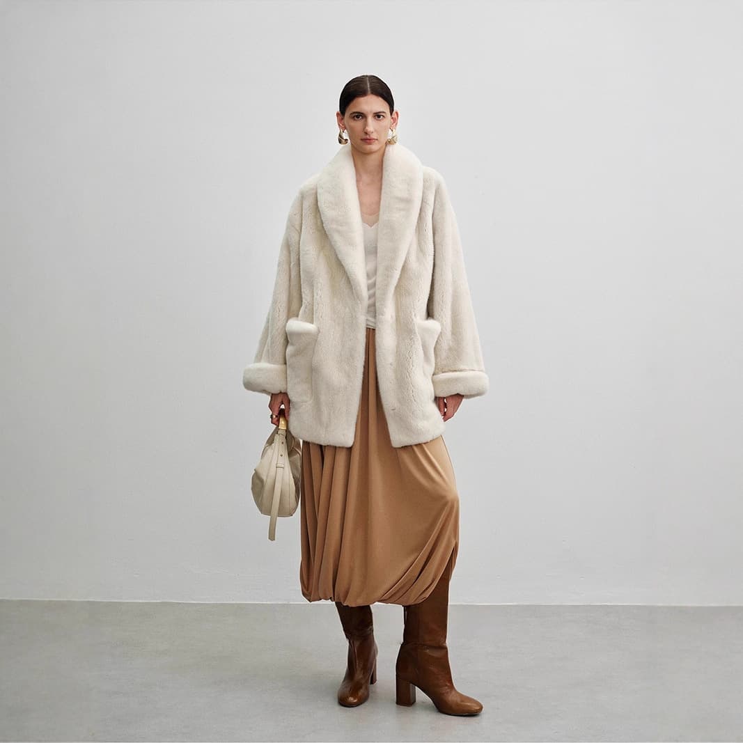 New Style Mink Fur Coat for Women, Retro Style Shawl Collar Roll-Up Sleeves Eco-Friendly Artificial Fur Velvet Plus-Size Versatile Fur