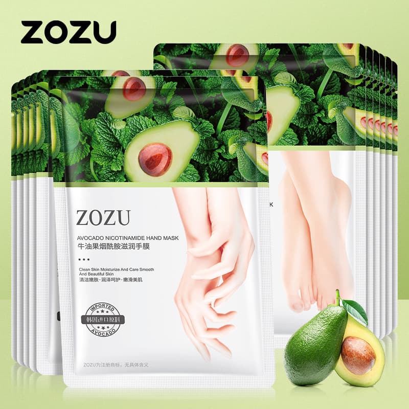 ZOZU Avocado Niacinamide Hand and Foot Masks: Hydrating, Moisturizing, Exfoliating, Brightening, and Skin-Brightening Foot Masks - Wholesale