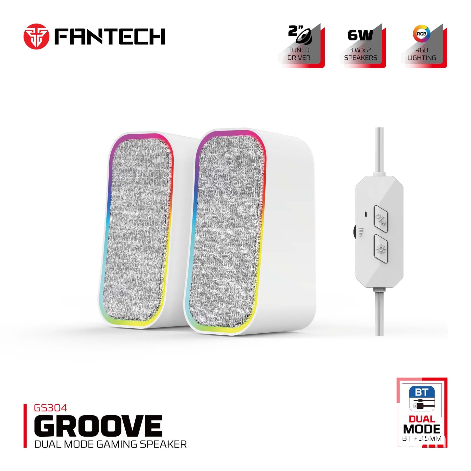 FANTECH GROOVE DUAL MODE GAMING SPEAKER GS304 WH 3W RMS × 2