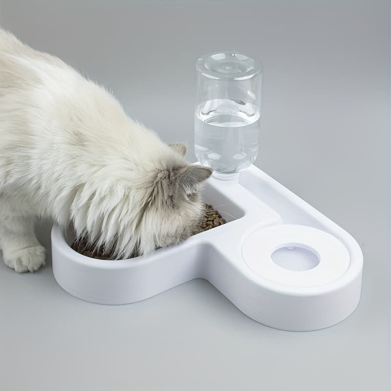 2026 New Cross-border Drop Shipping 1 Large Automatic Water and Food Dispenser Love Moisture-proof Pet Bowl