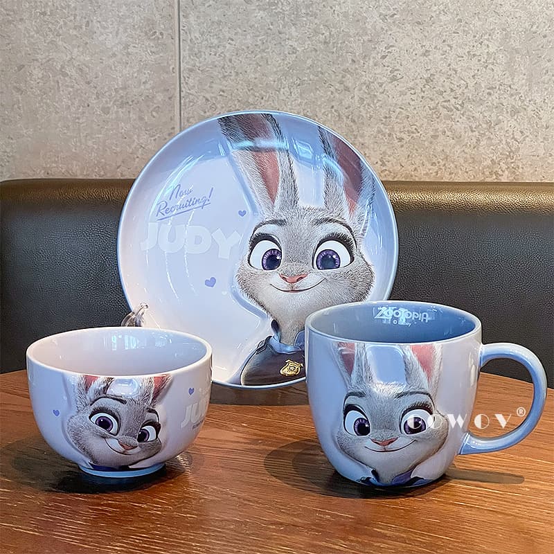 Zootopia's new ceramic tableware, Judy Nick home rice bowl, vegetable plate, fruit plate, high-looking mug