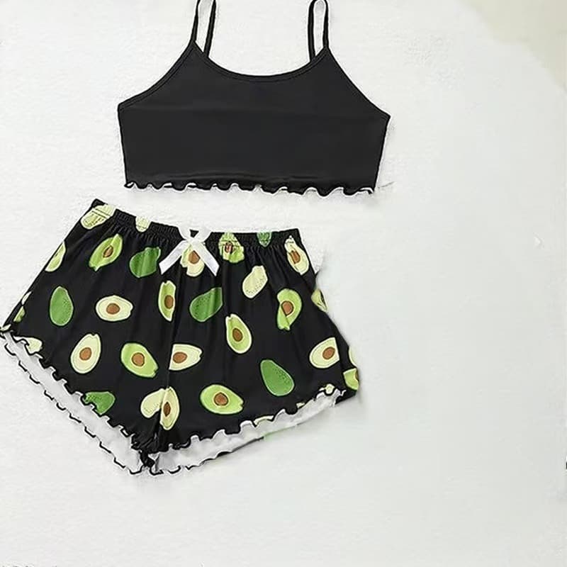 Cross-border Europe/US Thin Sleeveless Vest Camisole Top and Shorts Two-Piece Loungewear Pajama Set for Women