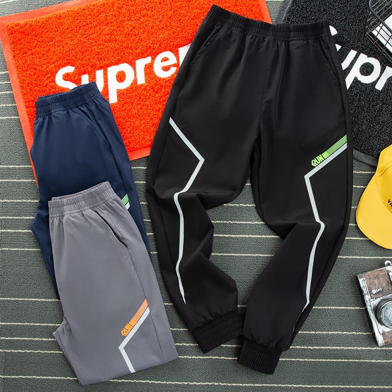 Spring/Autumn Boys' Quick-Dry Pants, Summer Thin Outdoor Hiking Mosquito-Repellent Long Pants with Reflective Details for Children