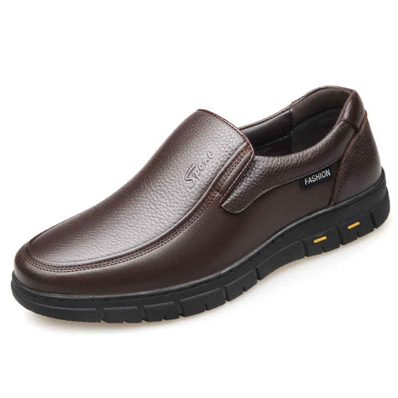 Shein Men's Genuine Leather Shoes, Breathable Business Casual, Soft Sole, Anti-Slip, Cross-Border Export Leather Shoes