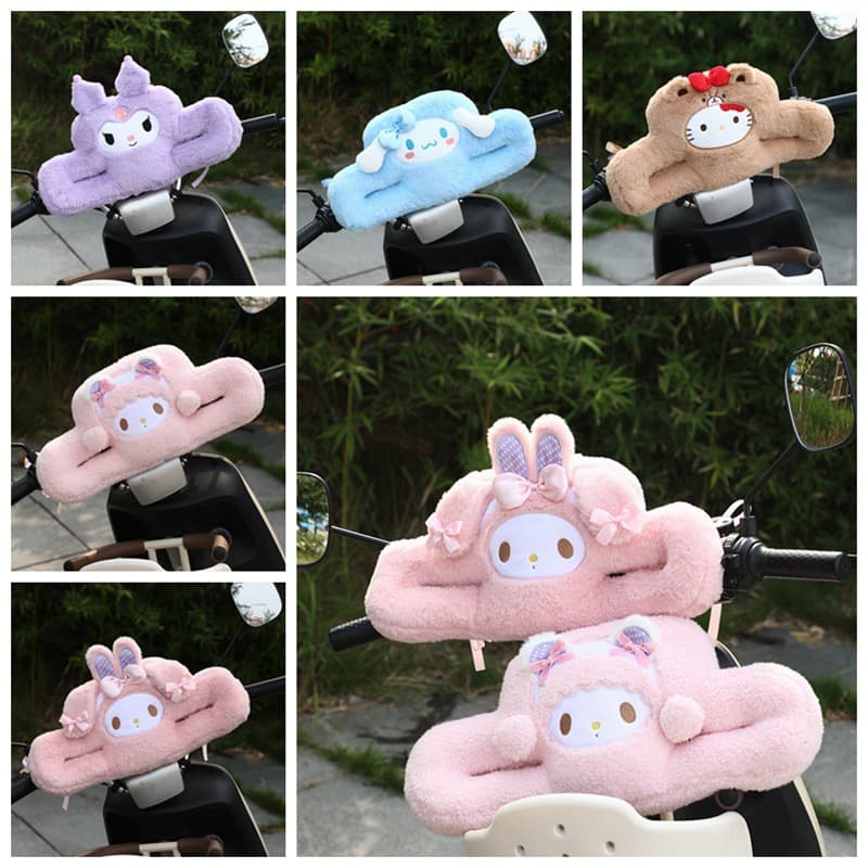 Cute My Melody Black Skin KT Cinnamon Dog Plush Electric Scooter Bumper Pillow, Child Front Seat Head Protection