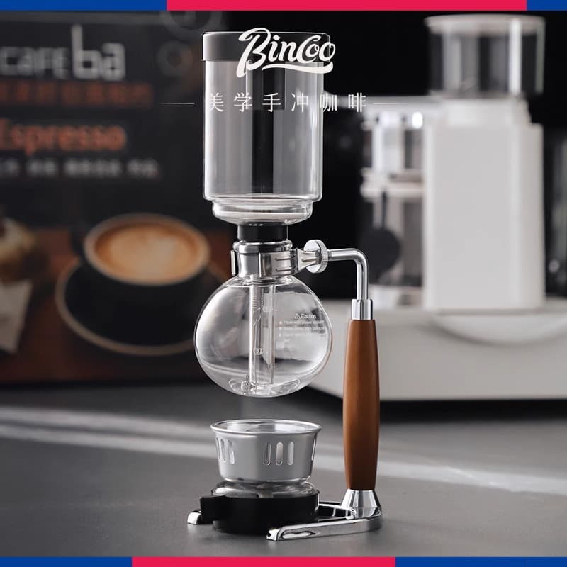 Bincoo Siphon Coffee Maker Set for Home Use, Light Wave Stove, Small High Borosilicate Glass, Hand Grind Coffee Machine