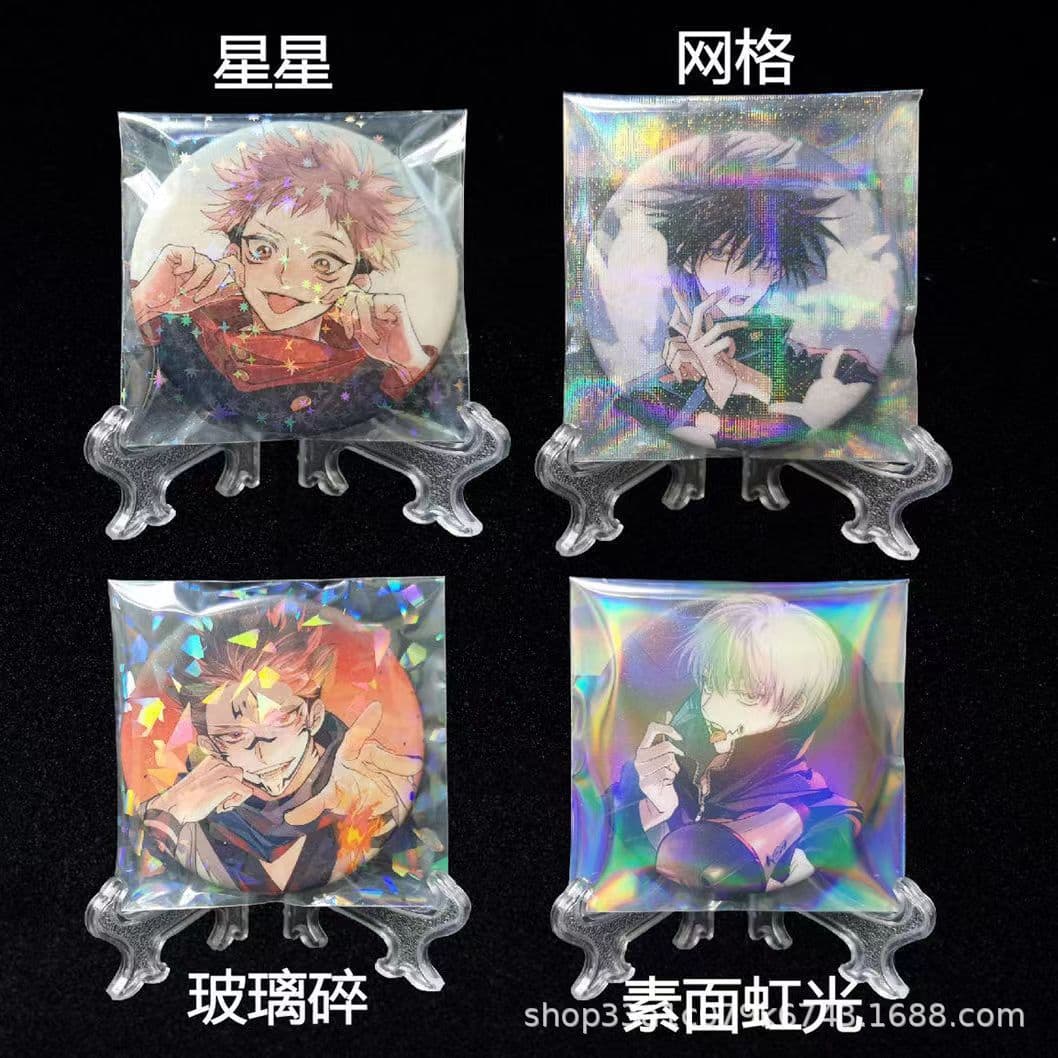 Laser Self-adhesive Bags, Badge Protective Sleeves, Iridescent Ziplock Bags for Pins, Game Cards, Anime Merchandise Storage