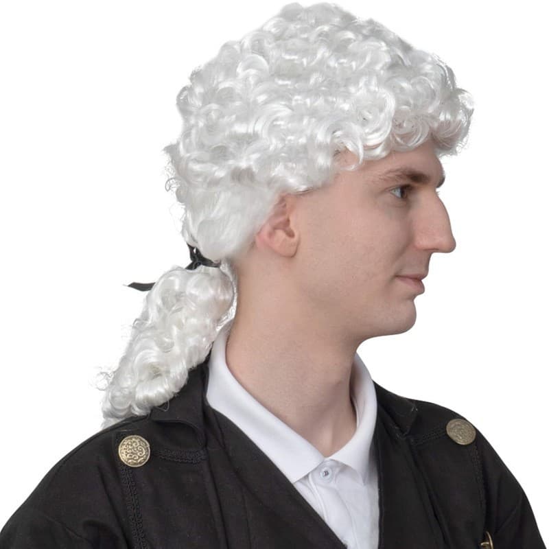 Colonial Zone Ponytail Wig Halloween White Baroque Wig European and American Costume Party Judge Wig