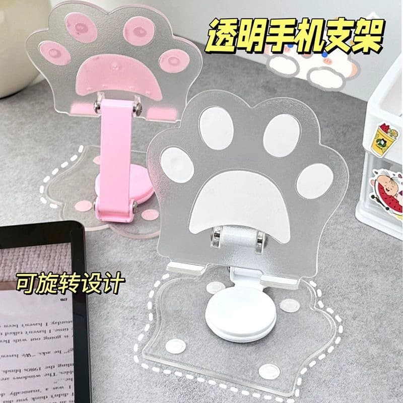 Cute Cat Paw Phone Stand Foldable Desktop Mini Phone Holder for Office Study Live Streaming Watching TV and Binge-Watching