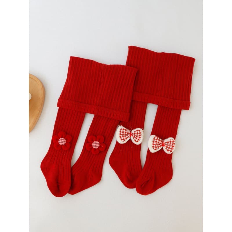 Red baby tights for birthday parties, first birthday princess style, fashionable bow, big butt, baby girl leggings for spring and autumn.
