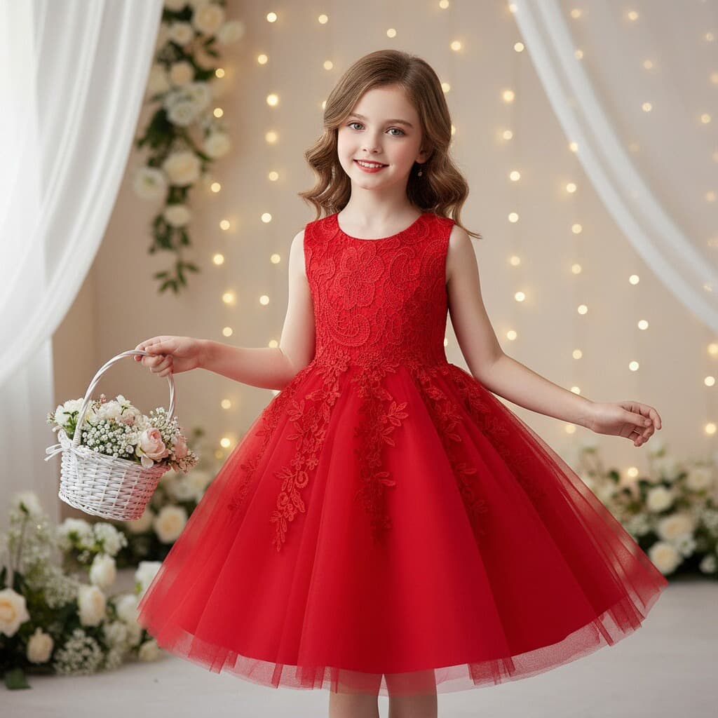 Foreign trade best-selling children's dress, lace splicing, mesh tutu skirt, wedding flower girl princess dress, simple dress