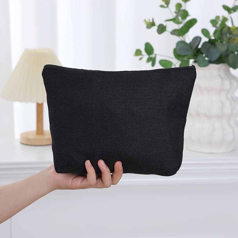 Linen Printed Cosmetic Bag Large Capacity Zipper Handbag for Lipstick and Makeup Simple Urban Style Breathable and Wear-Resistant