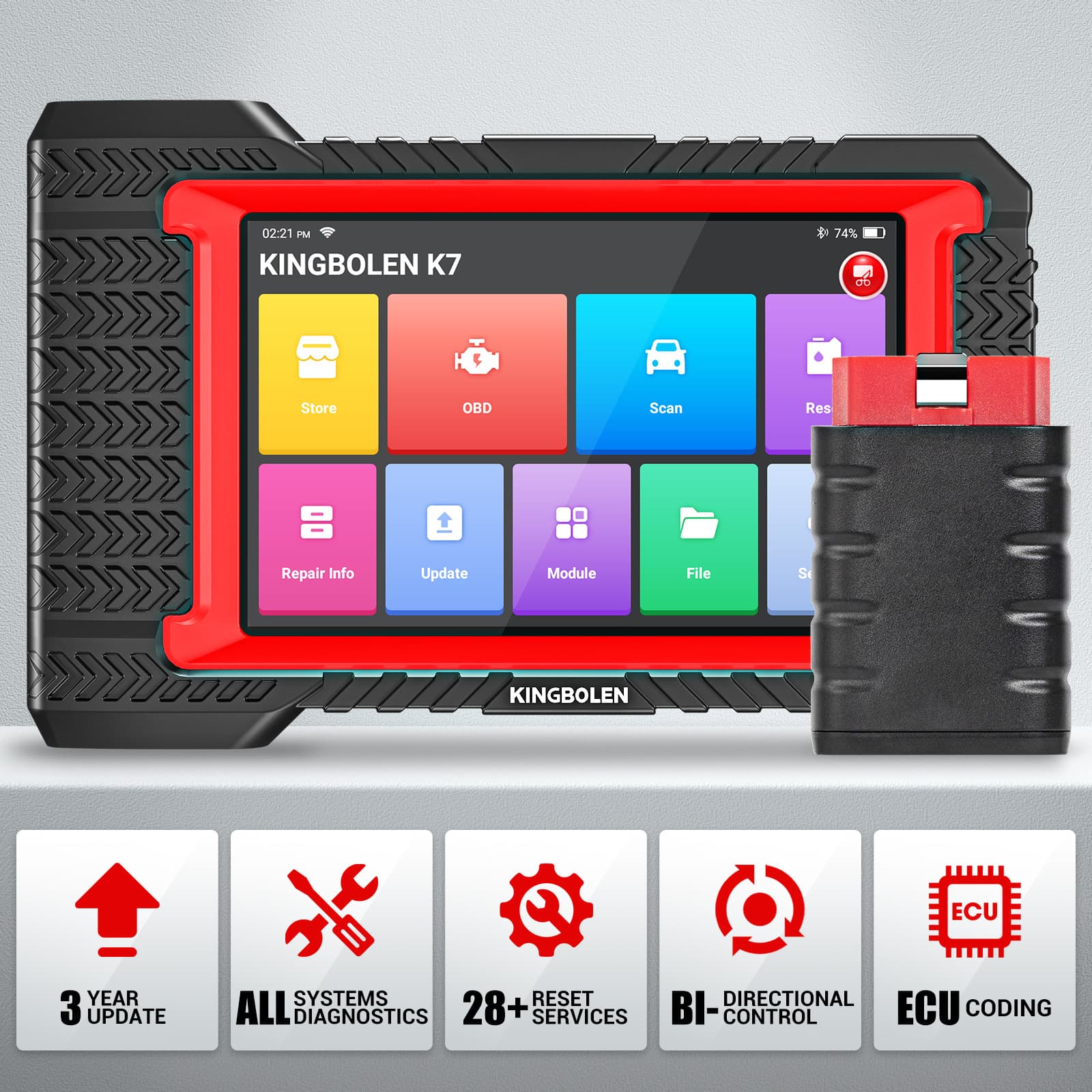 KINGBOLEN K7 7-inch Car Diagnostic Tool Overseas Configuration with Free Multilingual Updates