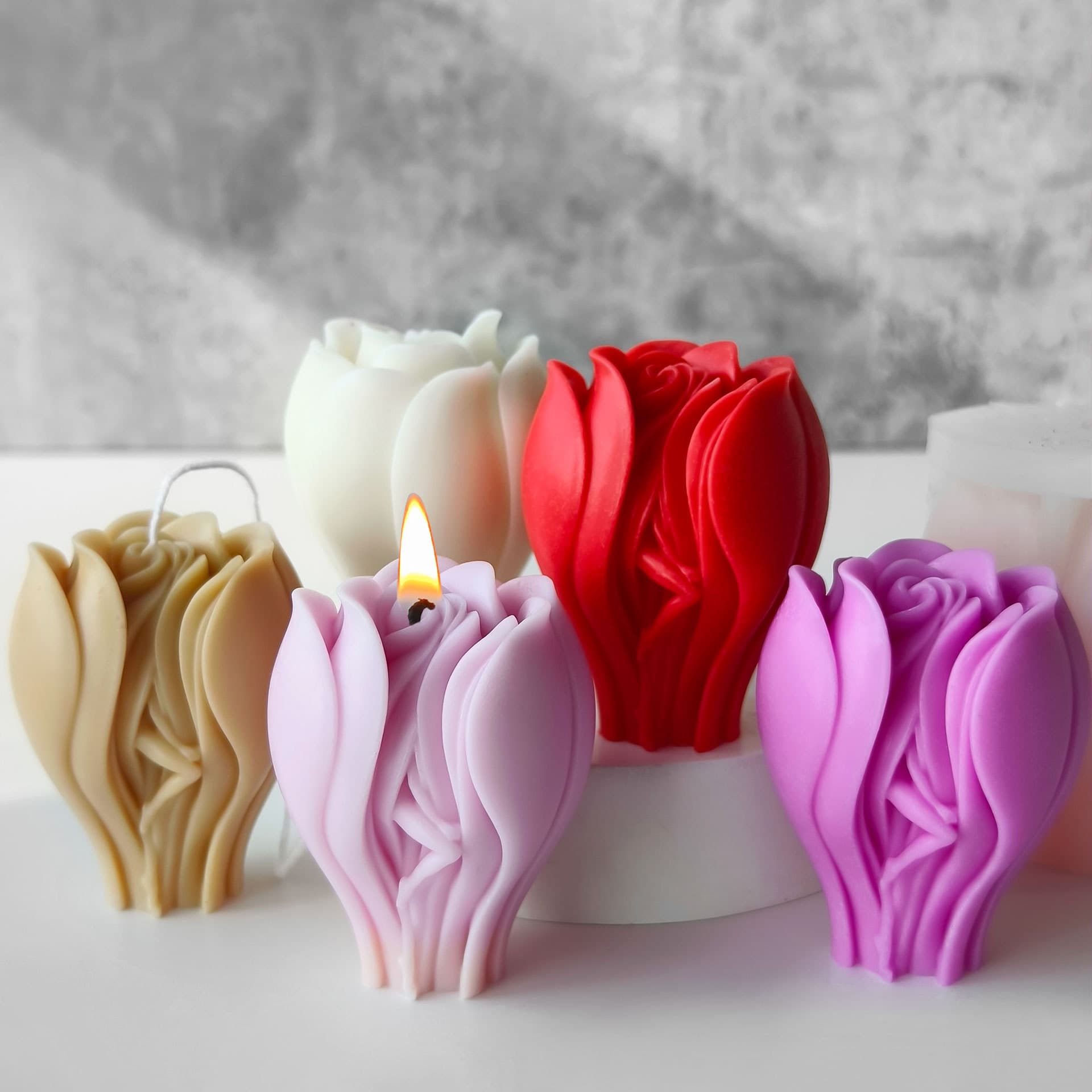 Valentine's Day Rose Flower Scented Candle Silicone Mold Diy Handmade Soap Three-dimensional Flower Plaster Ornament Grinding Tool