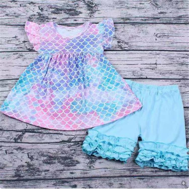 Sample and Image-Based Order Processing Foreign Trade Website Short Puff Sleeve Set Top Dress Milk Silk Printed Cotton Material Printing