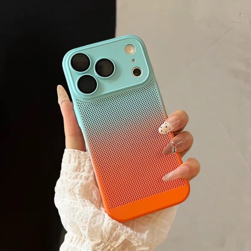 Compatible with Apple 17 Pro Max Heat Dissipation Hole Gradient Phone Case, iPhone 16 Breathable Ultra-Thin 15 Frosted Protective Cover