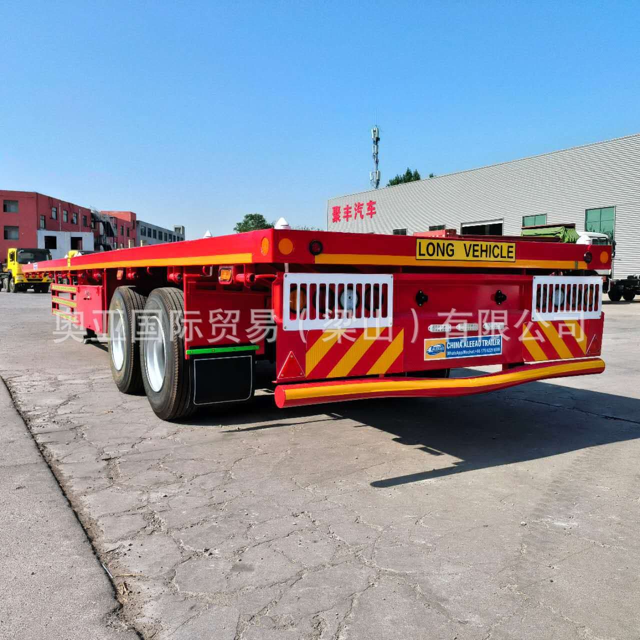 Cross-border Africa 2-axle 40ft flatbed semi-trailer, container transport trailer, 40-ton flatbed trailer, low flatbed