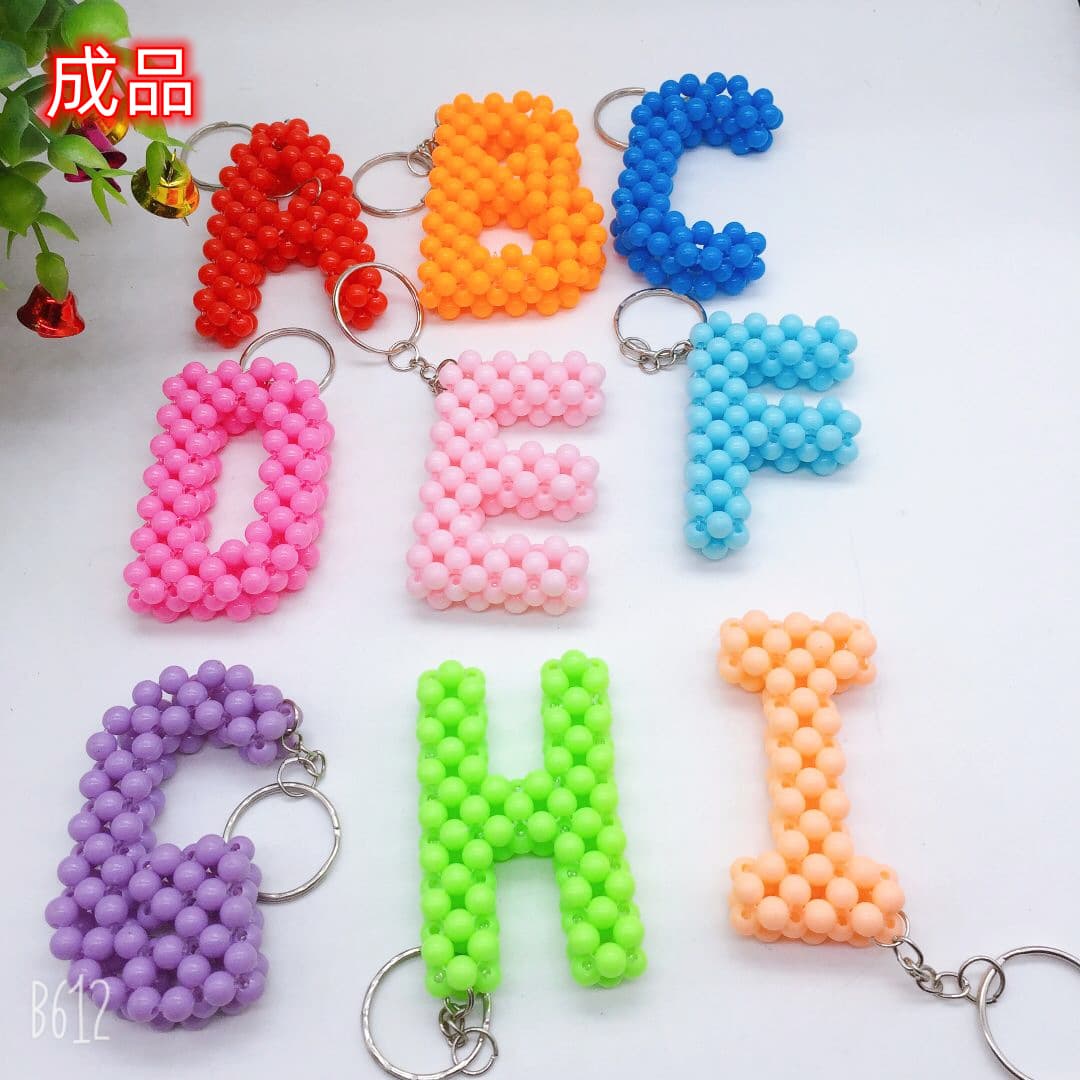 DIY Beaded Alphabet & Number Keychain Creative Toy for Kids Early Learning Tool