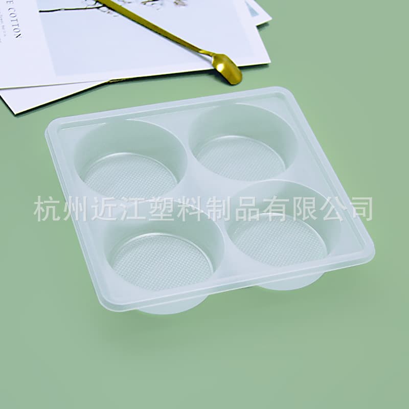 Disposable Frozen Food 4-Piece Goubuli Baozi PP Tray, Pastry Inner Plastic Tray Packaging
