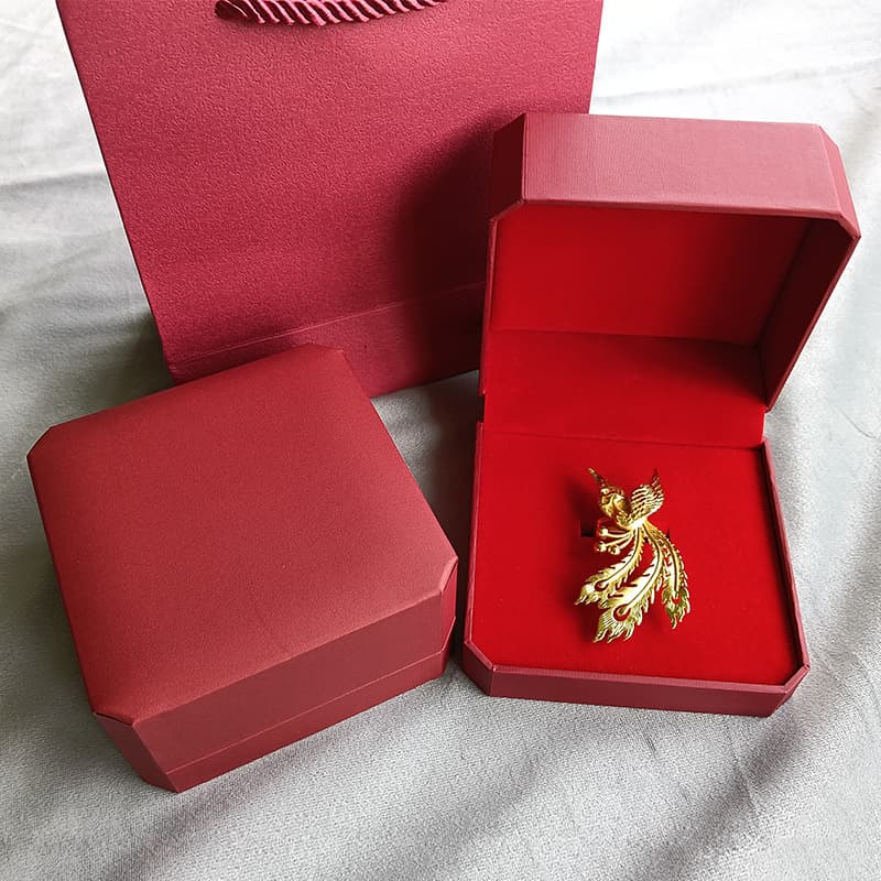 Engagement Phoenix Ring Jewelry Box Gold Wedding Large Dragon Phoenix Proposal Gift Box Chinese Style Octagonal Packaging Box