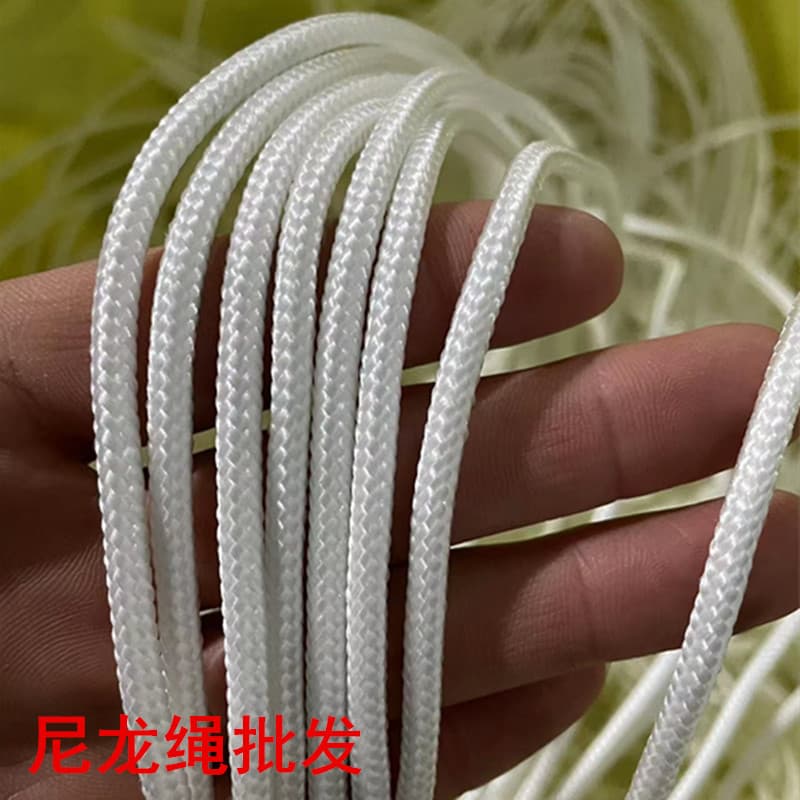 Manufacturer Wholesale White Nylon Rope Strong and Wear-Resistant Tie-Down Rope High-Strength Core-Spun Braided Rope Tent Rope