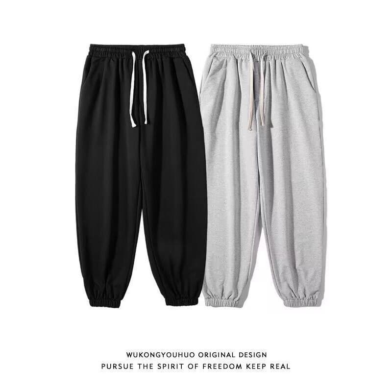 Simple Solid Color Sports Pants for Men Spring Summer Plus Size Casual Pants Men's Sweatpants Loose Elastic Cuff Ankle Pants Men's Fashion