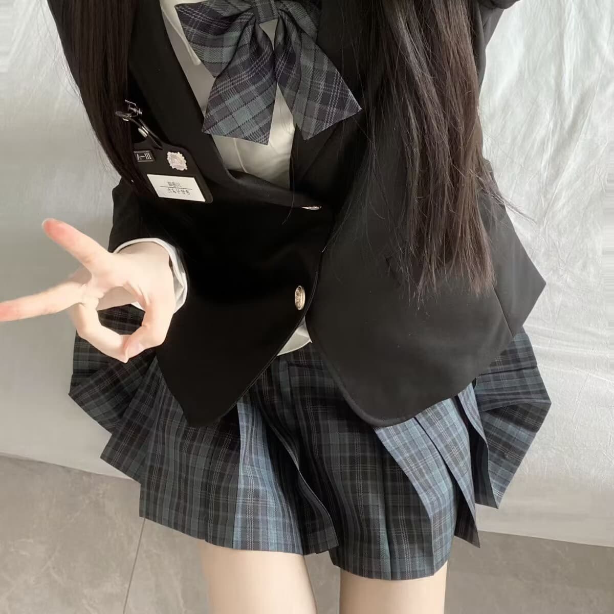 Authentic JK uniform suit for college students, plaid skirt set, spring and autumn style, college style, British style, class uniform