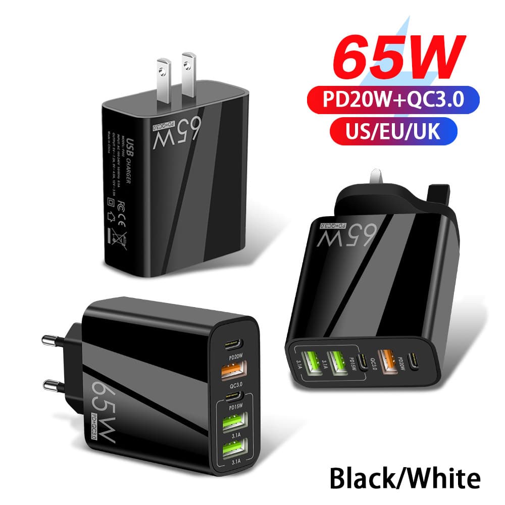 Cross-border special supply for 65W mobile phone charger multi-port charging head USB+Type-C five-port fast charging head US standard