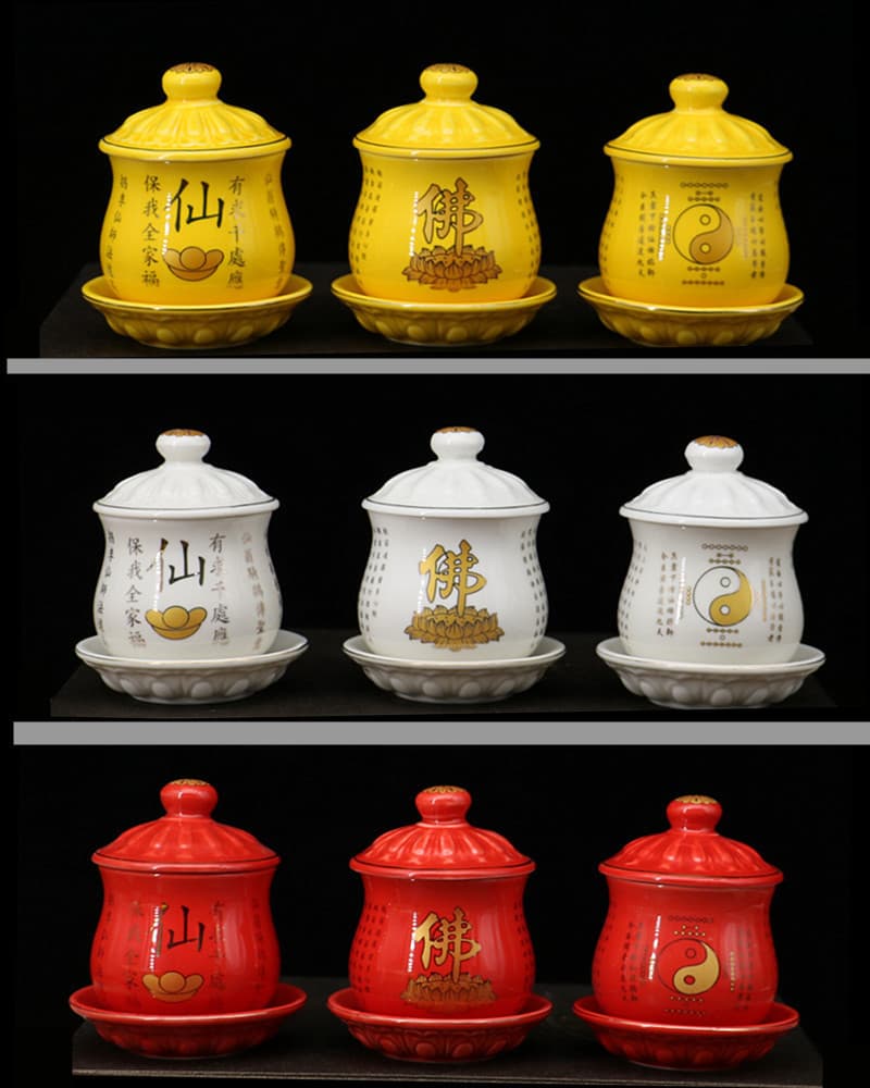 Wholesale Water Offering Cups Buddhist Offering Cups Guanyin Great Compassion Mantra Holy Water Cup Immortal Deity Offering Taoist Buddhist Immortal Water Vessels