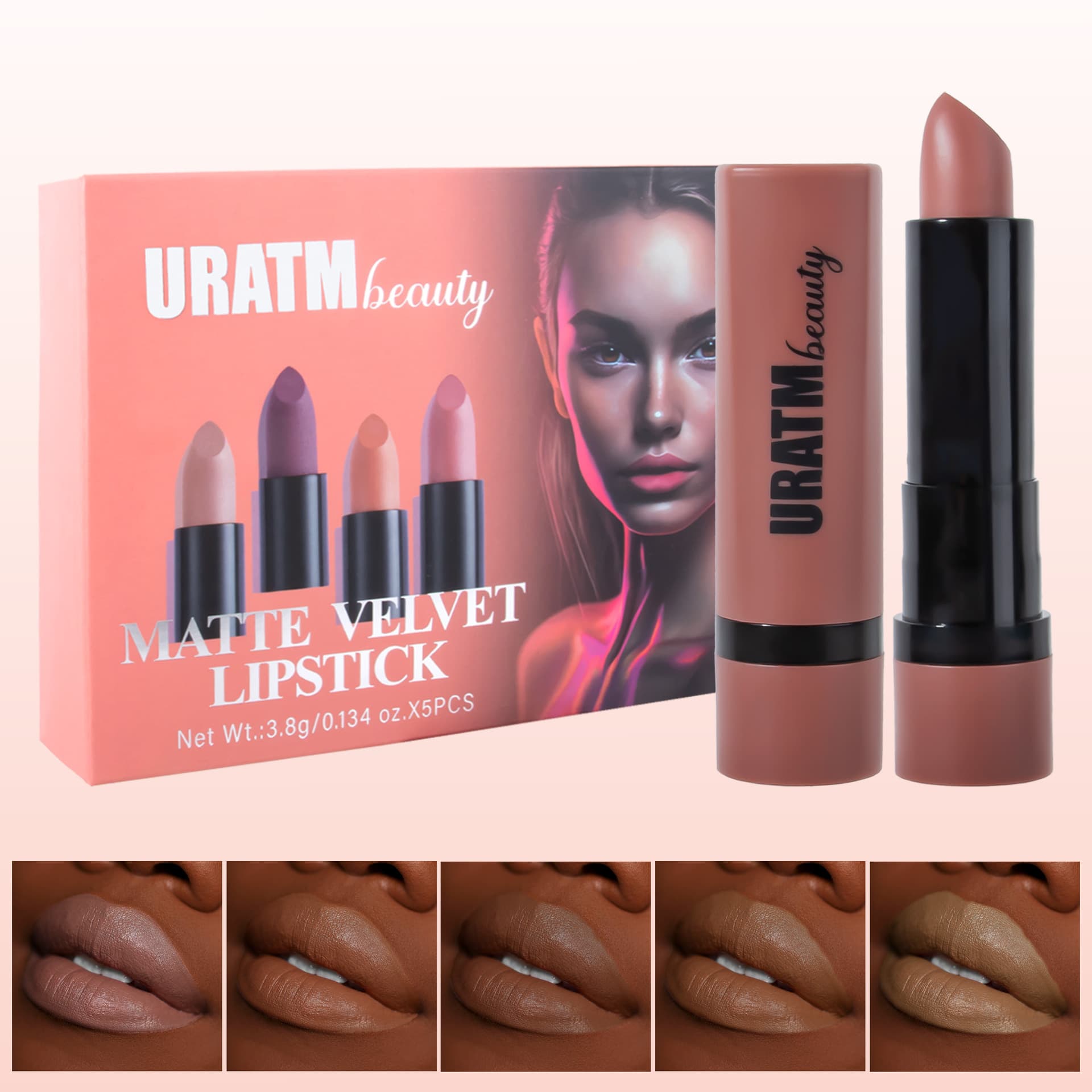 Velvet Matte Lipstick Set 5 Colors Waterproof Long-lasting Non-stick Cup Easy to Color Lipstick Lip Gloss Universal Skin Type