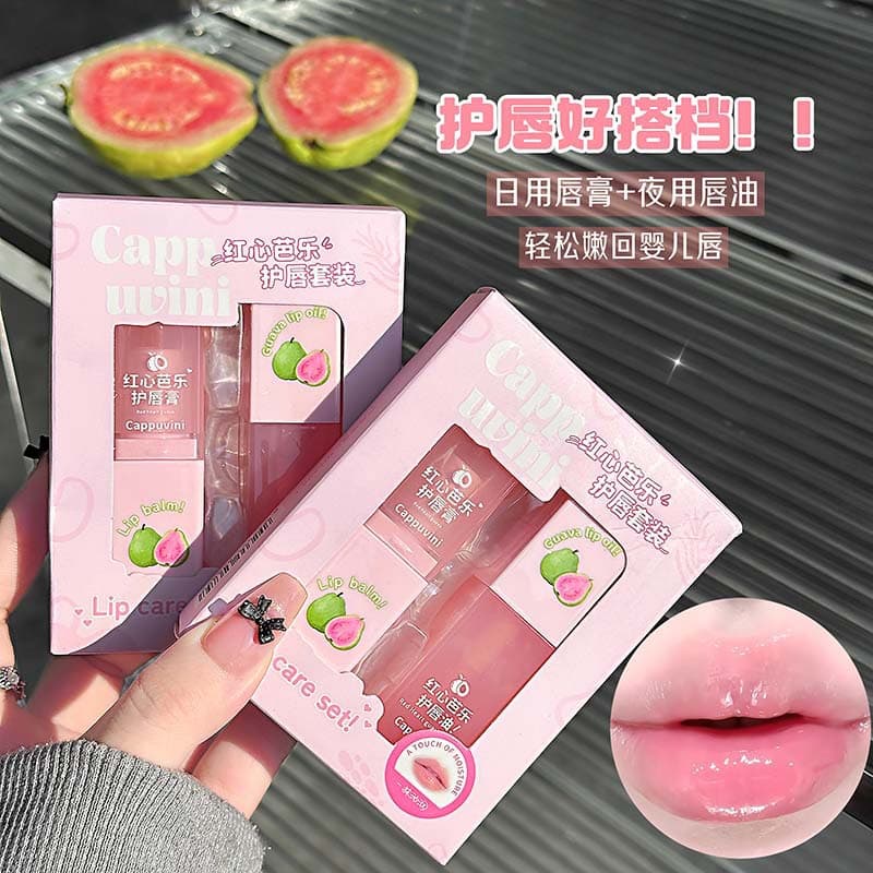 CAPPUVINI Red Heart Guava Lip Care Set Moisturizing Hydrating Lip Care Cosmetics
