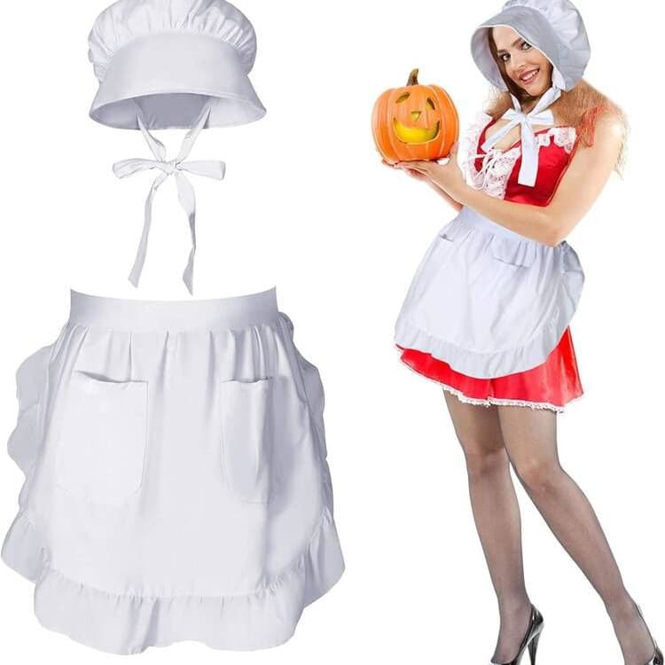 Amazon's new Prairie Colony Ruffled Pure White Apron Set for Maids/Actresses - Avant-garde Suit