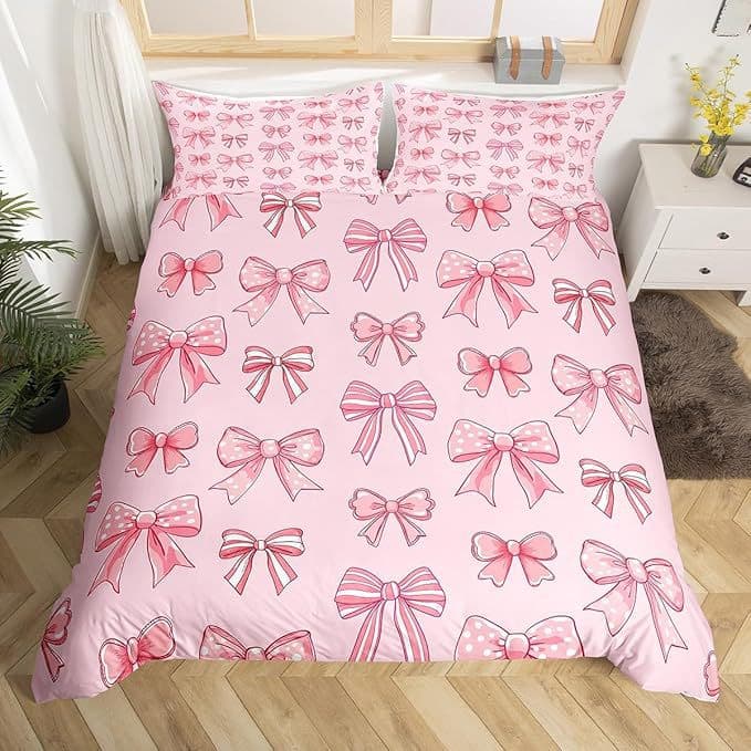 Amazon Hot Selling Pink Warm Bow Cowboy Hat Digital Printed Home Textile Bedding 3-Piece Set Peach Skin Velvet