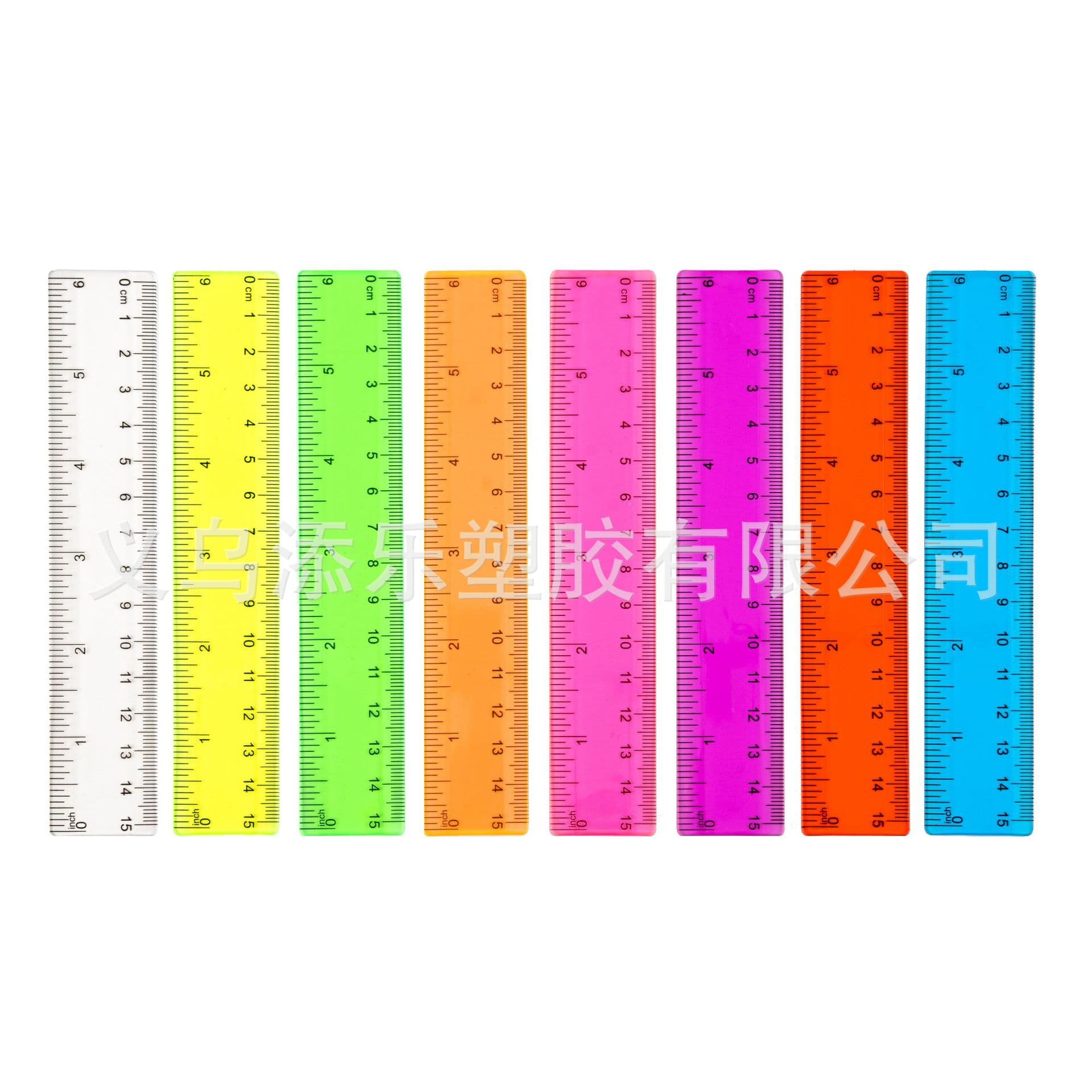 Colorful Transparent Plastic Ruler Dual Scale High Clarity Straight Ruler for Students Promotional Ruler 15cm Wholesale