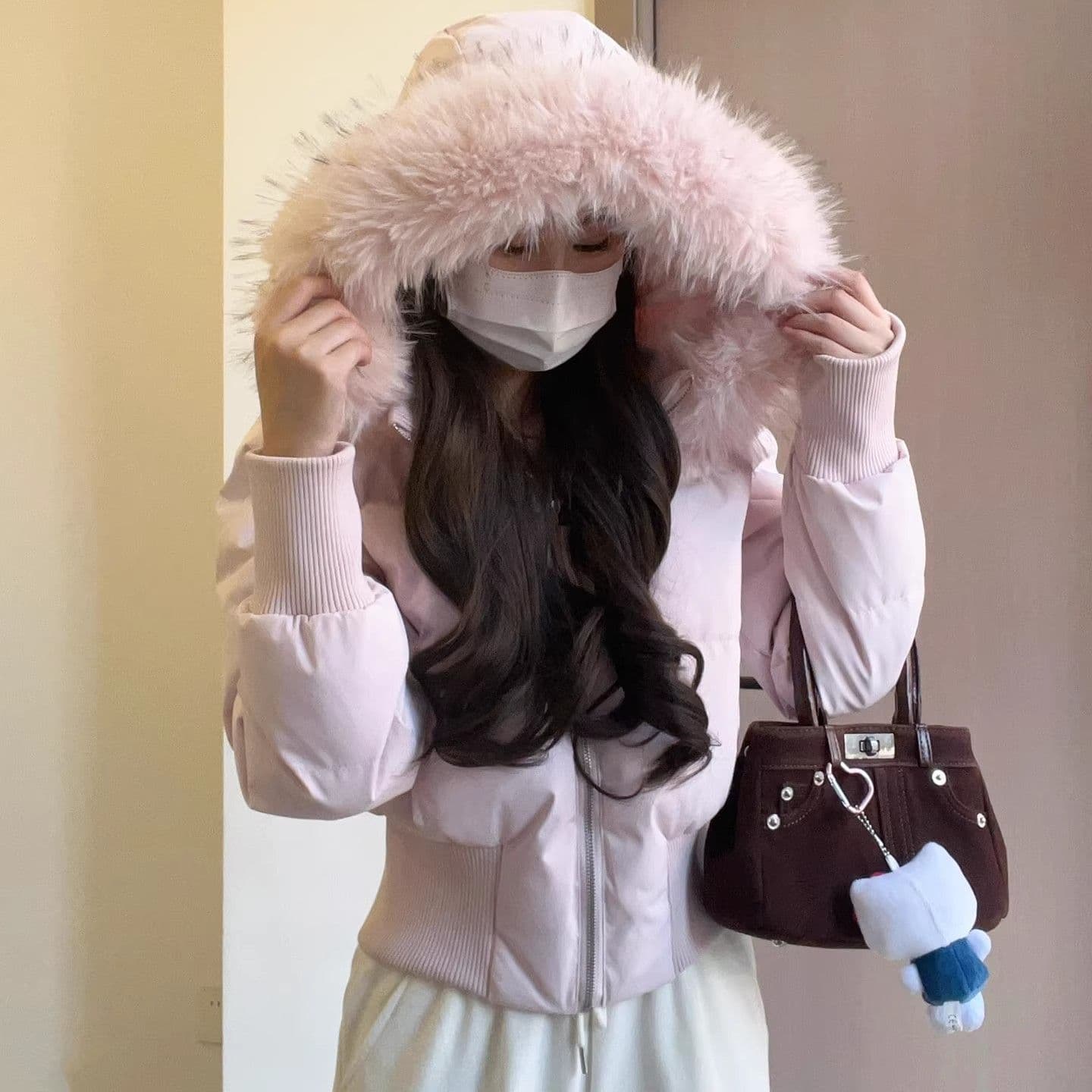 Little Seagull Down Cotton Coat Women's 2026 New Short Length Petite Winter Cotton Jacket Waist-Tightening Slim Fit Trendy