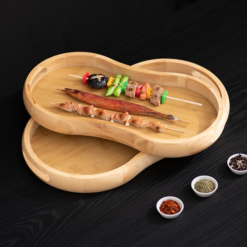 Natural Phoebe Bamboo Multi-Functional Tray for Home BBQ Plate, Afternoon Tea Fruit Tray, Tea Set & Drink Storage Serving Tray