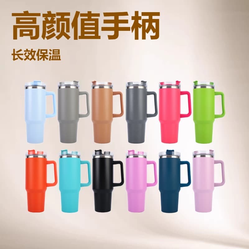New Stylish Handle Ice Blast Cup, Fashionable 304 Stainless Steel Insulated Cup, Large Capacity Car Convenient Water Bottle