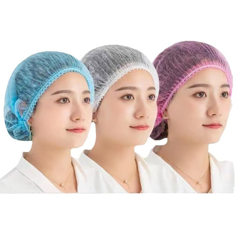Disposable Non-Woven Caps Dust-Proof Anti-Hair Loss Mushroom Caps Food Factory Workshop Head Cover Net Strip Caps Wholesale