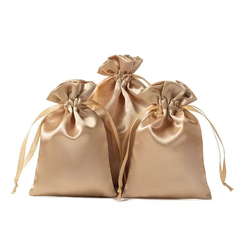 Cross-border satin drawstring bag, high-grade imitation silk drawstring bag, gift jewelry packaging silk storage bag