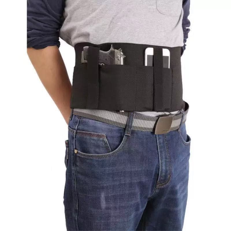 Outdoor Tactical Multi-Function Belt 95CM Concealed Elastic Waistband Left/Right Universal Agent Gun Holster Strap